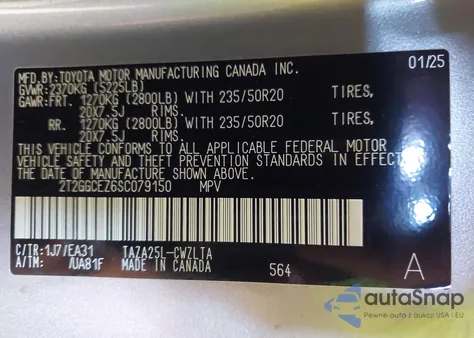 2025 Lexus Nx 350 Premium из США, поврежденный, VIN 2T2GGCEZ6SC079150